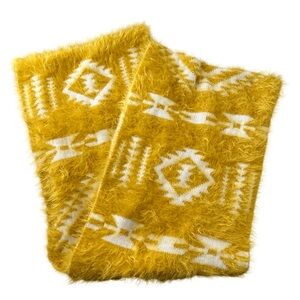 SALE Nordstrom BP. Mustard Yellow Fuzzy Geometric Aztec Print Infinite Scarf OS